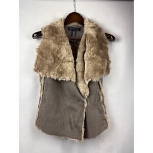 Women’s I.N.C XS Taupe Suede Fur Lined Vest